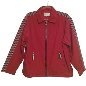 Express Athletique | Women's Red Vintage Full Zipper Nylon Jacket (Size Small)
